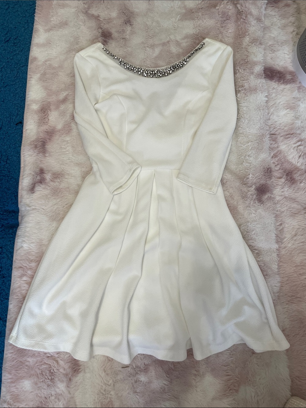 miami White Jewel-Embellished Fit & Flare Dress